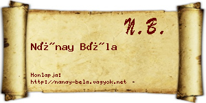 Nánay Béla névjegykártya
